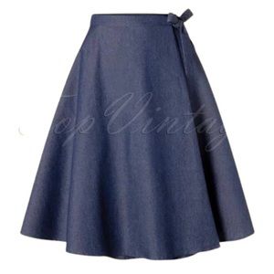 Banned Retro 50s Sweet Sail Wrap Swing Skirt in Denim Blue